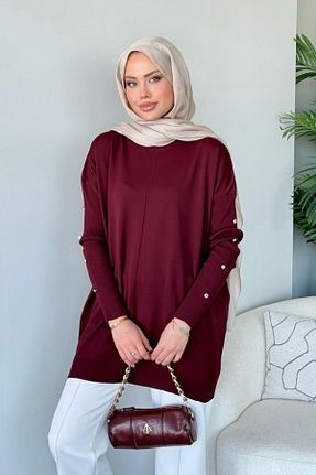 تونیک حجاب زرشکی بچه گانه رگولار HAZA MODA - کد 905124976