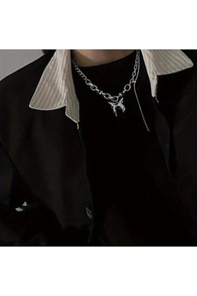 گردنبند استیل ( فولاد ) طوسی زنانه استیل ضد زنگ MİLALAZO - کد 905150832