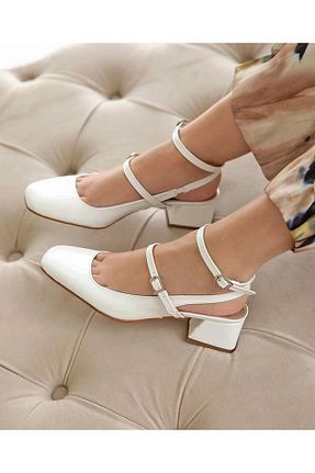 کفش پاشنه بلند کلاسیک سفید زنانه چرم لاکی MODA MHS - کد 796362620