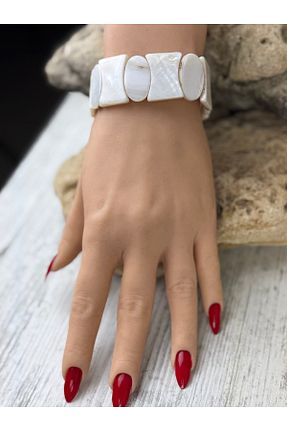 دستبند جواهر سفید زنانه سنگ طبیعی SEDEF TAKI - کد 905170174