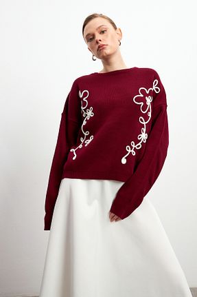 پلیور زرشکی زنانه گلدار Bipantolon - کد 905215963