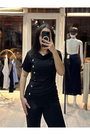 بلوز مشکی زنانه ساده TRENDBUTİK - کد 905256395