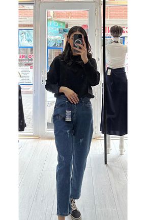 شلوار جین سرمه ای زنانه پاچه تنگ TRENDBUTİK - کد 905262765