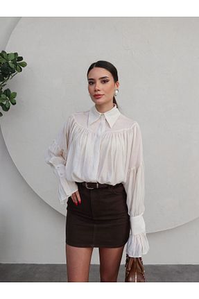 پیراهن بژ زنانه اورسایز ESRAHELVACI - کد 905266331