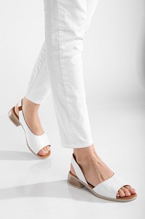 صندل سفید زنانه پاشنه ضخیم ANALİN SHOES - کد 905287325