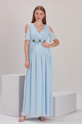 لباس بارداری آبی زنانه بافتنی LİYACA - کد 905320776