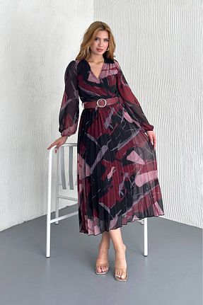 لباس زرشکی زنانه بافتنی Neşeli Butik - کد 905320642