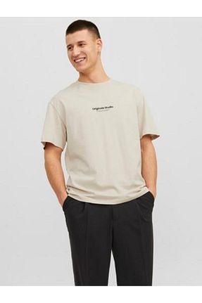 تیشرت بژ مردانه یقه دوچرخه Jack & Jones - کد 740629342