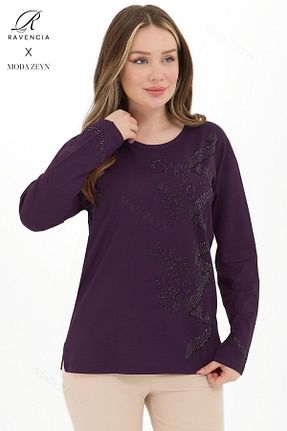 بلوز بنفش زنانه یقه دوچرخه Ravencia - کد 905363254