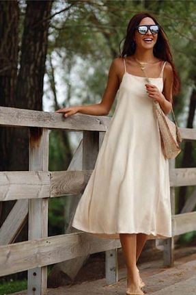 لباس قهوه ای زنانه ساتن HAKKE - کد 905386622