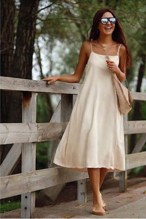 لباس قهوه ای زنانه ساتن HAKKE - کد 905386622