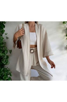 کیمونو و کافتان بژ زنانه بافتنی Nisan - کد 905388284