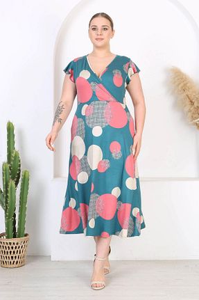 لباس سایز بزرگ سبز زنانه ویسکون Madwilo - کد 905391613