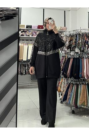 ست بالاتنه و پائین تنه مشکی زنانه بافتنی Zeynep Butik - کد 905400102