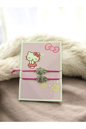دستبند جواهر صورتی زنانه چرم GLANZEND - کد 905469258