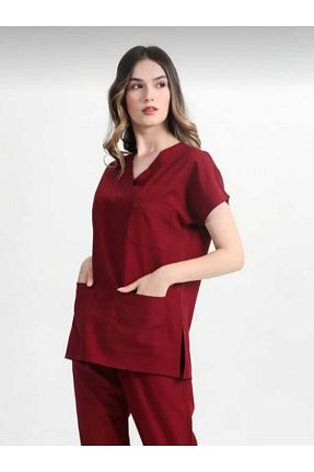 پیراهن زرشکی زنانه اورسایز DOCE ELEGANTE - کد 917390471