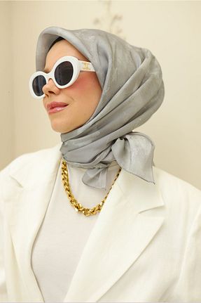 روسری طوسی پلی استر Silk Home - کد 905477713