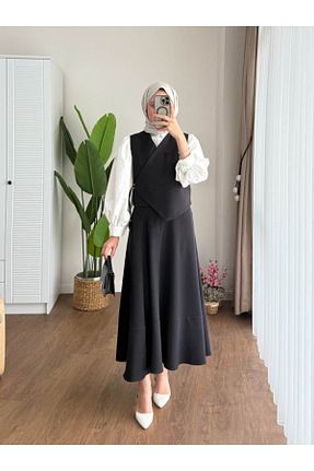 ست بالاتنه و پائین تنه حجاب مشکی زنانه رگولار Miraydın Butik - کد 899249028