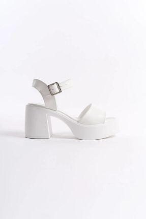 صندل سفید زنانه پاشنه ضخیم Moda Lime - کد 905501837