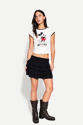 دامن مشکی زنانه ویسکون Bershka - کد 905515553