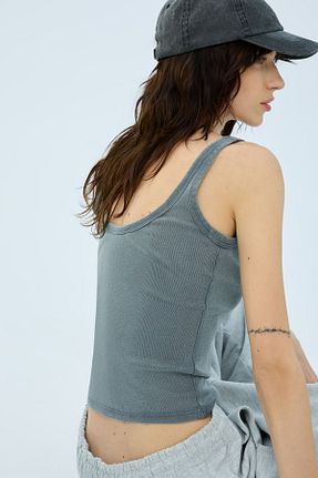 بلوز طوسی زنانه یقه دگاژه Bershka - کد 917396441