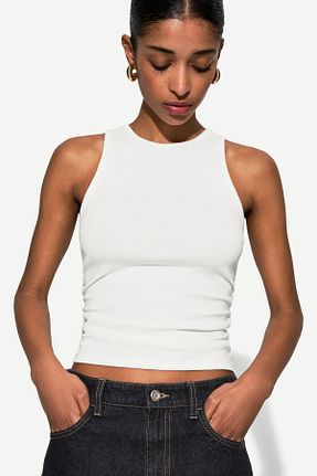 تیشرت قرمز زنانه یقه دگاژه Bershka - کد 905515593