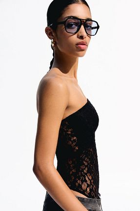 بادی مشکی زنانه یقه دگاژه Bershka - کد 905515419