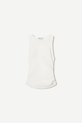 تیشرت قرمز زنانه یقه دگاژه Bershka - کد 905515593