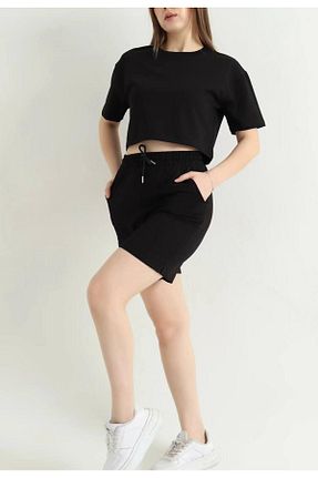 ست بالاتنه و پائین تنه مشکی زنانه بافت MetuCA - کد 905515386
