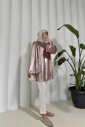 بلوز صورتی زنانه ساده Melike Tatar - کد 891437162