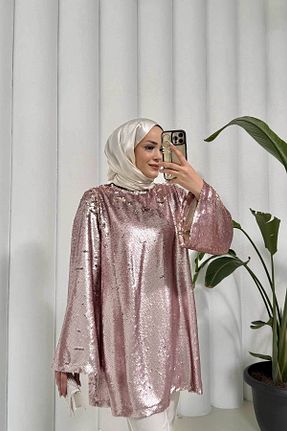 بلوز صورتی زنانه ساده Melike Tatar - کد 891437162