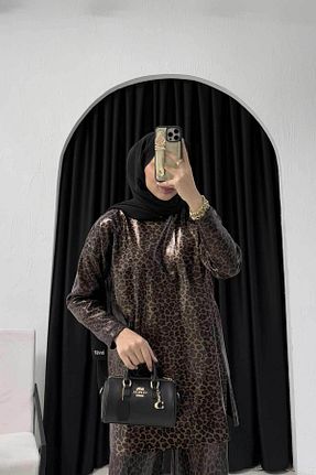 پلیور حجاب قهوه ای رگولار Melike Tatar - کد 896654918