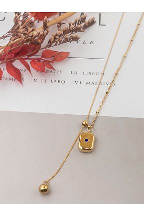 گردنبند استیل ( فولاد ) زرد زنانه استیل ضد زنگ Siya Silver - کد 870835191