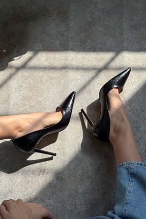 کفش استایلیتو مشکی پاشنه نازک NİŞANTAŞI SHOES - کد 905551042