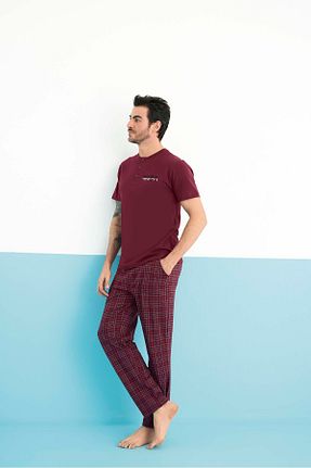 ست لباس راحتی زرشکی مردانه %100 پنبه Aydoğan - کد 905596850