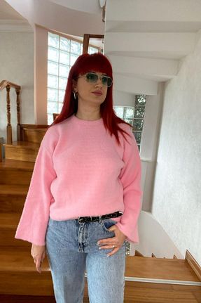 پلیور صورتی زنانه ساده Derya butik - کد 905599310