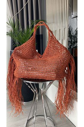 کیف ساحلی نارنجی زنانه حصیر WOMANBAG - کد 813048105
