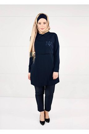 تونیک حجاب سرمه ای زنانه پلی استر TRENDTESETTÜR - کد 95958917