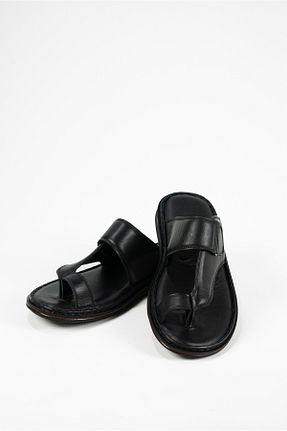 دمپائی مشکی مردانه چرم خالص DAXİS Sportwear Company - کد 905643837