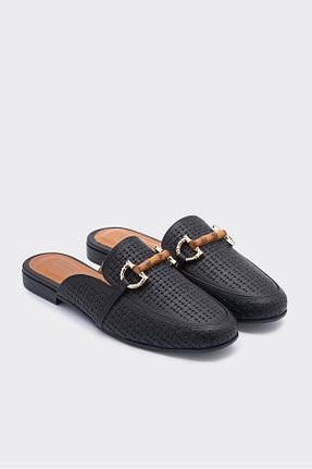 دمپائی مشکی زنانه چرم خالص SHOEMARK - کد 905647567