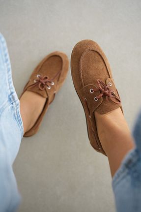 کفش لوفر قهوه ای زنانه چرم خالص selinshoes - کد 917799240