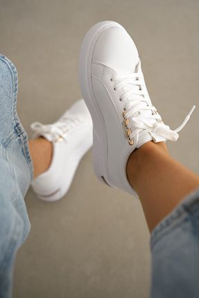 کفش اسنیکر سفید زنانه بند دار selinshoes - کد 917802368