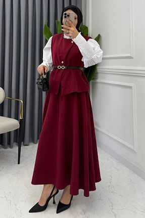 ست بالاتنه و پائین تنه زرشکی زنانه بافتنی The Moda - کد 905669797