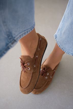 کفش لوفر قهوه ای زنانه چرم خالص selinshoes - کد 917799240