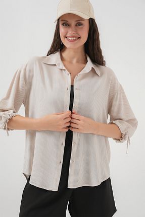پیراهن بژ زنانه اورسایز Bigdart - کد 905714215
