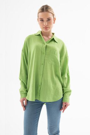 پیراهن سبز زنانه یقه پیراهنی Fashion Friends - کد 905718968