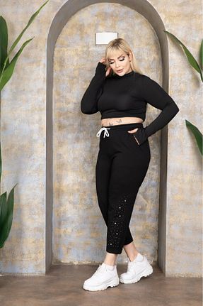 شلوار گرمکن سایز بزرگ مشکی زنانه سایز بزرگ Esina - کد 905744698