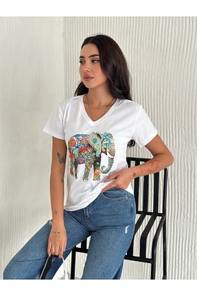 تیشرت سفید زنانه رگولار Esra Butik Hane - کد 892145469