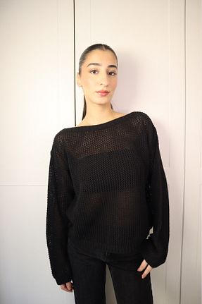 پلیور مشکی زنانه اورسایز SHARLOT - کد 905764422