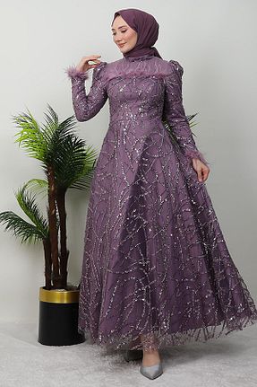 لباس مجلسی حجاب بنفش زنانه giz astore - کد 917576571